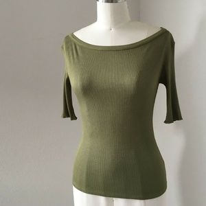 🇺🇸 ENZA COSTA RIB BOAT NECK HALF SLEEVE TOP